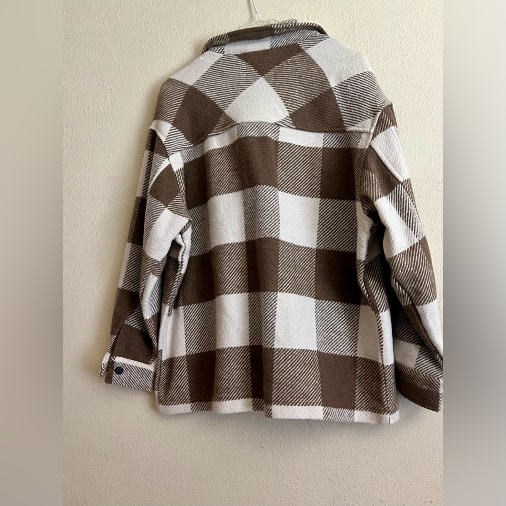 Brown and White Plaid Shacket - Picture 2 of 4